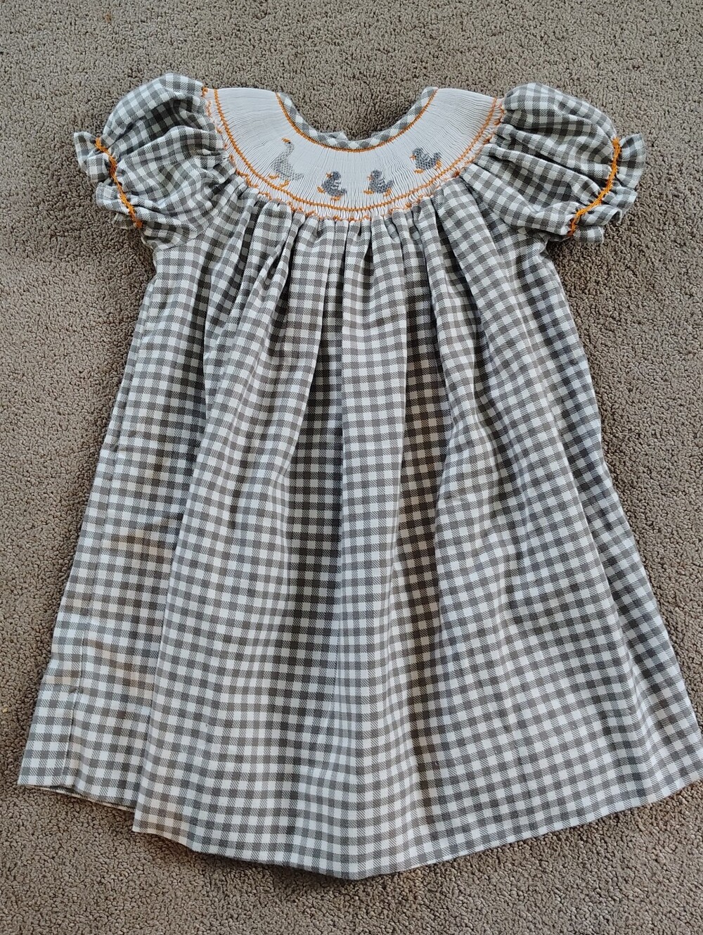 Baby Girls Gingham Smocked Ducky Dress
